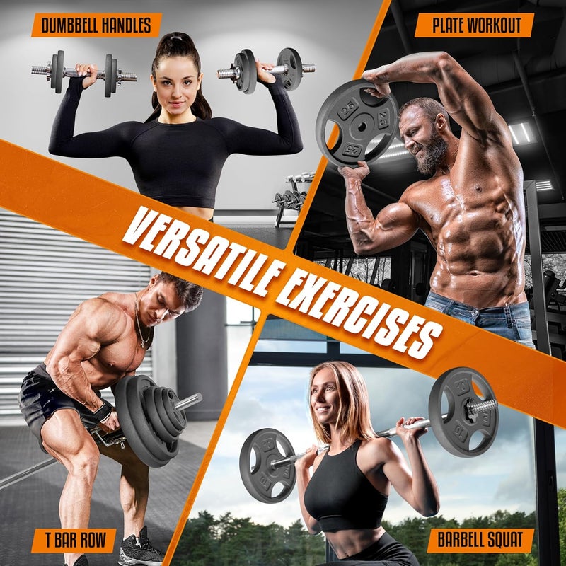 Yes4All أوزان وزن قياسية بقطر 1 بوصة، مصنوعة من الحديد الزهر بأحجام متعددة من 2.5 رطل إلى 35 رطل لتدريب القوة، رفع الأثقال وتشكيل العضلات - Image 4